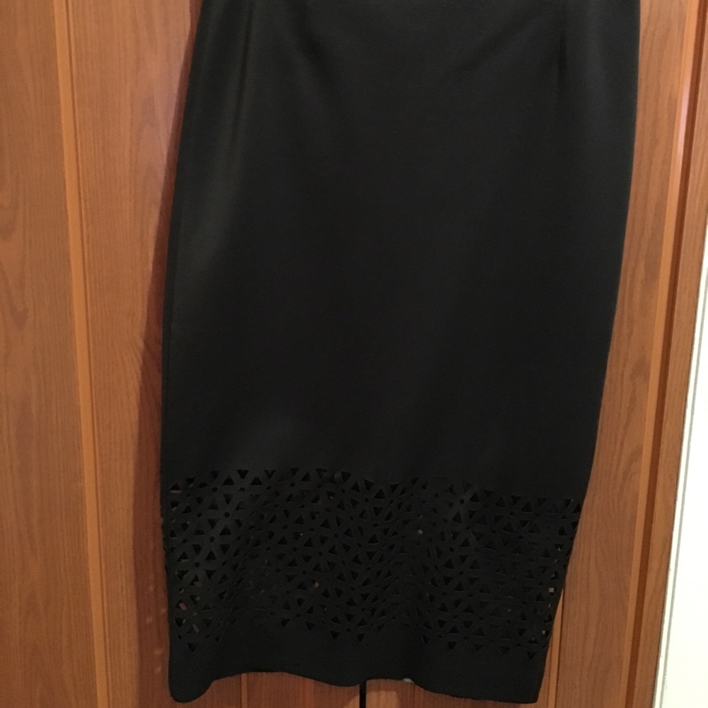 black cut out midi skirt